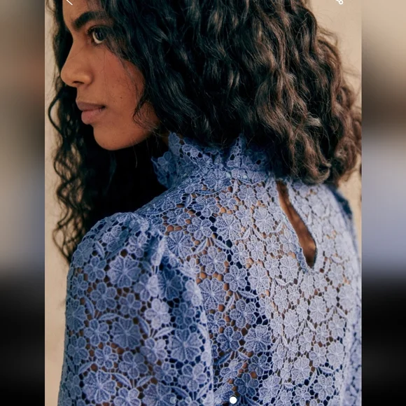 Sezane Jordyna Long Sleeved Guipure Blouse - Picture 5 of 13